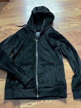 White Mark Black Velour Full Zip Hoodie Size S
